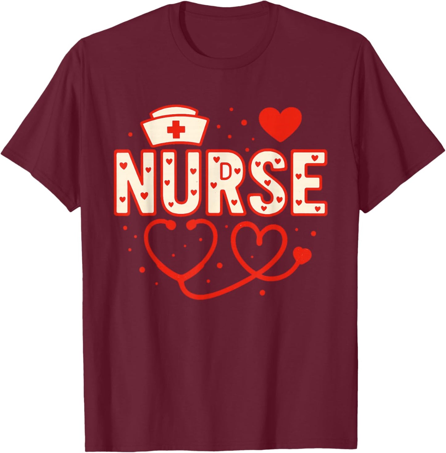 Nurse Valentines Day Valentine Scrub Top Women Scrubs Nicu T-Shirt - T-Shirt | Maroon