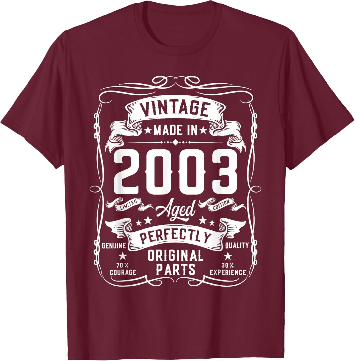 Vintage 2003 23yr 23rd Birthday Gifts 23 Years Old T-Shirt - T-Shirt | Maroon