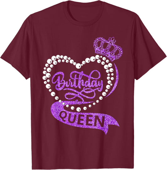 Birthday Queen It's My Bday Party Crew Girls Women Matching T-Shirt - T-Shirt | Maroon