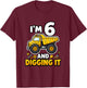 I'm 6 and Digging It Birthday Boy Construction 6 Years Old T-Shirt - T-Shirt | Maroon