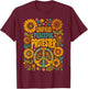 Retro Unpaid Peaceful Protester Vintage Floral Peace T-Shirt - T-Shirt | Maroon