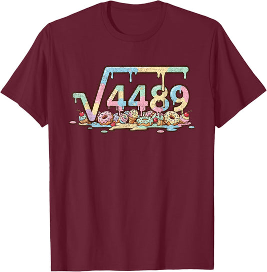 67 Six Seven 6-7 Meme Square Root 4489 Slang Math Teacher T-Shirt - T-Shirt | Maroon