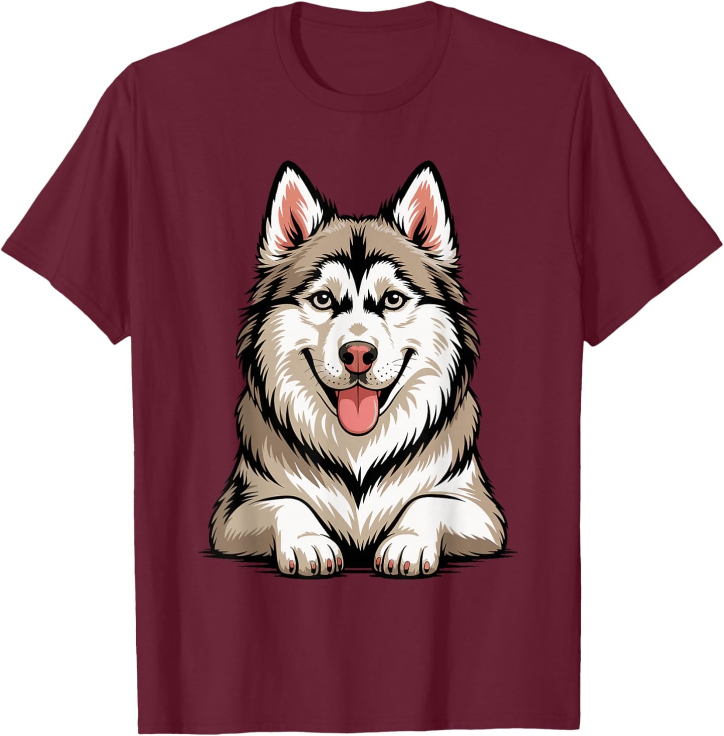 Cute Puppy Breed Artistic Sibe Sledge Working Siberian Husky T-Shirt - T-Shirt | Maroon