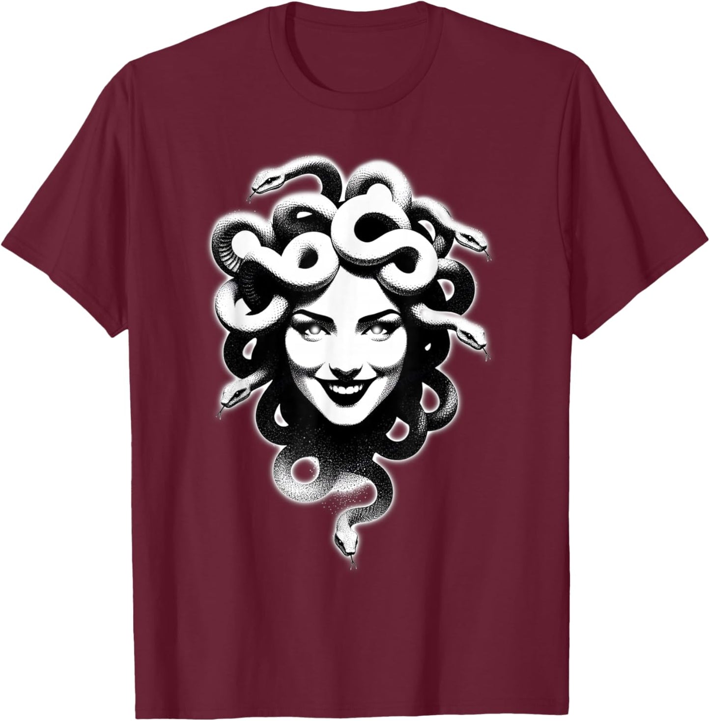 Medusa Snake Goddess Smile T-Shirt - T-Shirt | Maroon