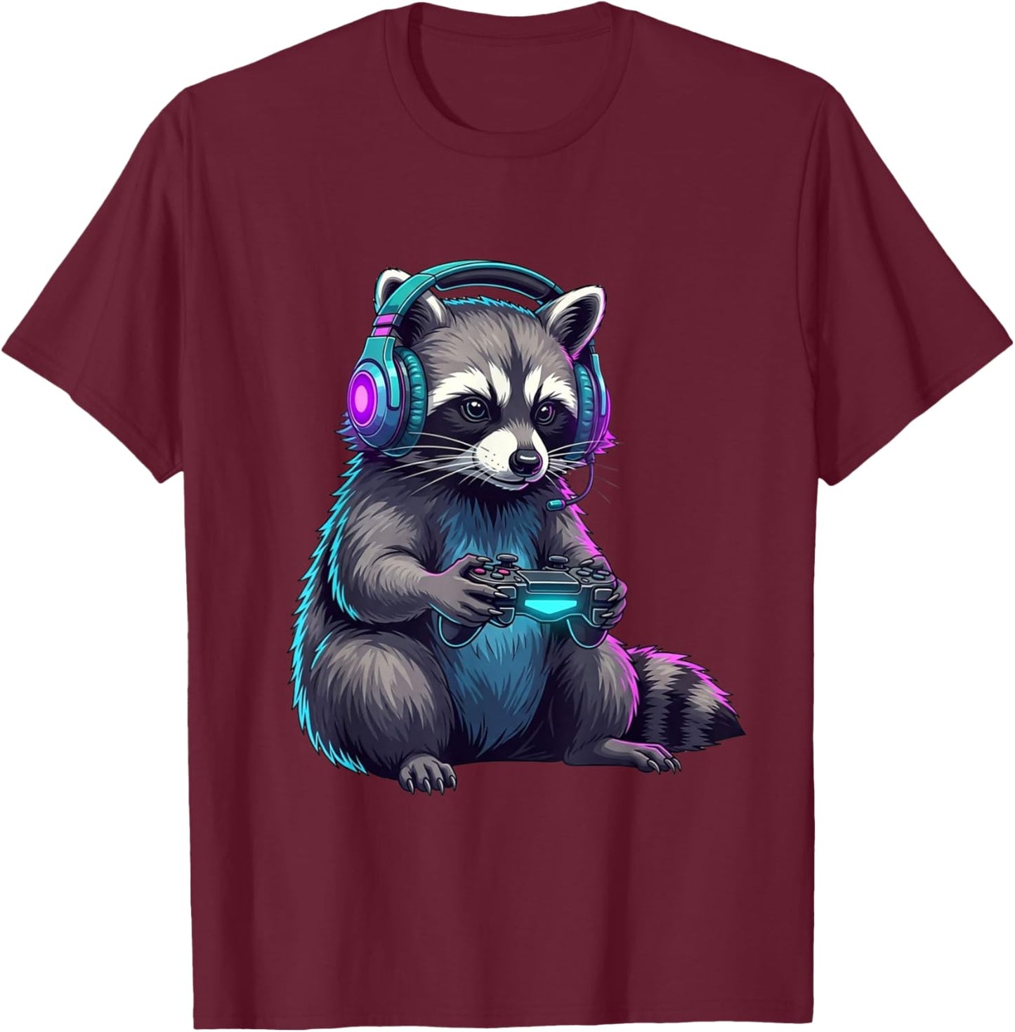 Raccoon Funny Video Games Raccoon T-Shirt - T-Shirt | Maroon