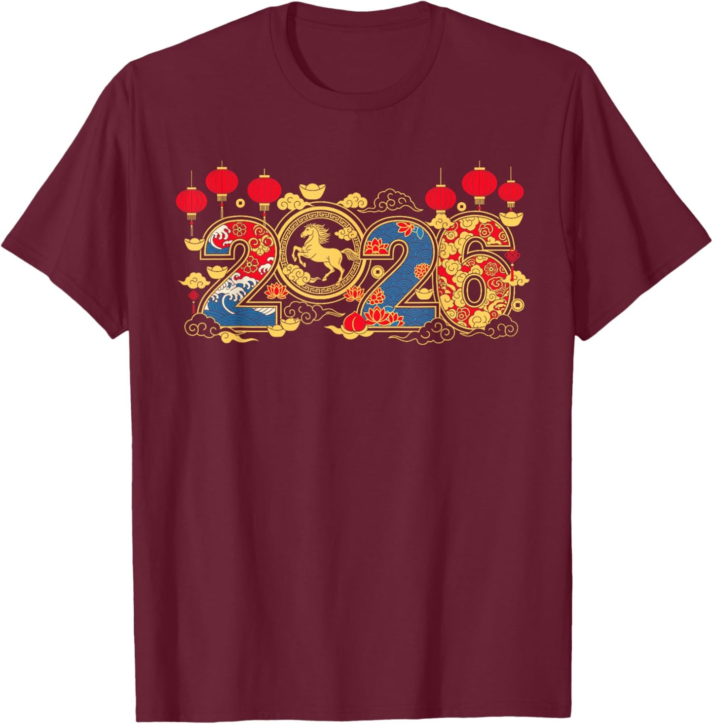 Year of The Horse Chinese New Year 2026 Lunar New Year 2026 T-Shirt - T-Shirt | Maroon