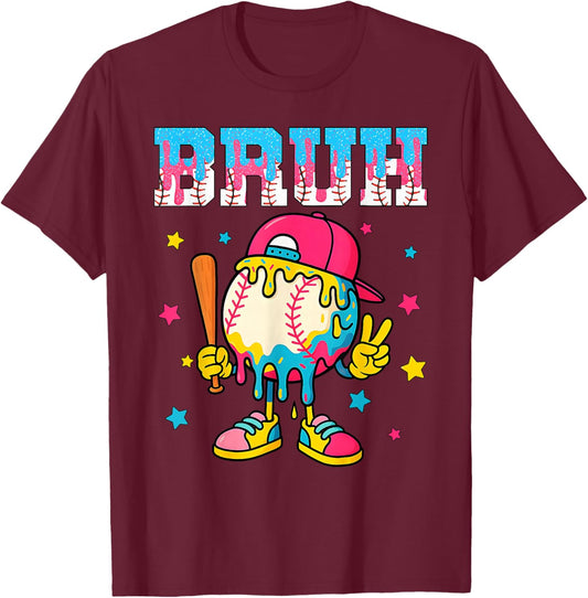 Baseball Drip Ice Cream Bruh Baseball Lifestyle Apparel T-Shirt - T-Shirt | Maroon