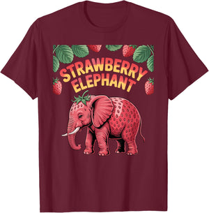 Strawberry Elephant Cute Meme Kids Italian Brainrot Girl Boy T-Shirt - T-Shirt | Maroon