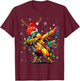 Funny Christmas Lights Chicken Santa Dabbing Xmas Tree T-Shirt - T-Shirt | Maroon