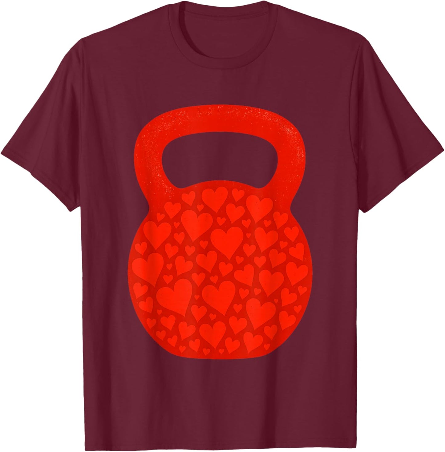 Heart Kettlebell Valentines Day Fitness Workout Gym Lover T-Shirt - T-Shirt | Maroon
