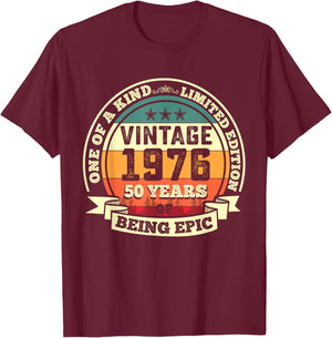50th Birthday Gift 50 Years of Being Epic 50 Years Old T-Shirt - T-Shirt | Maroon