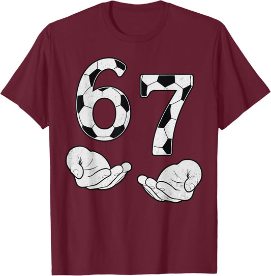 Kids Meme 6 7 Six Seven Italian Brainrot 67 Soccer T-Shirt - T-Shirt | Maroon