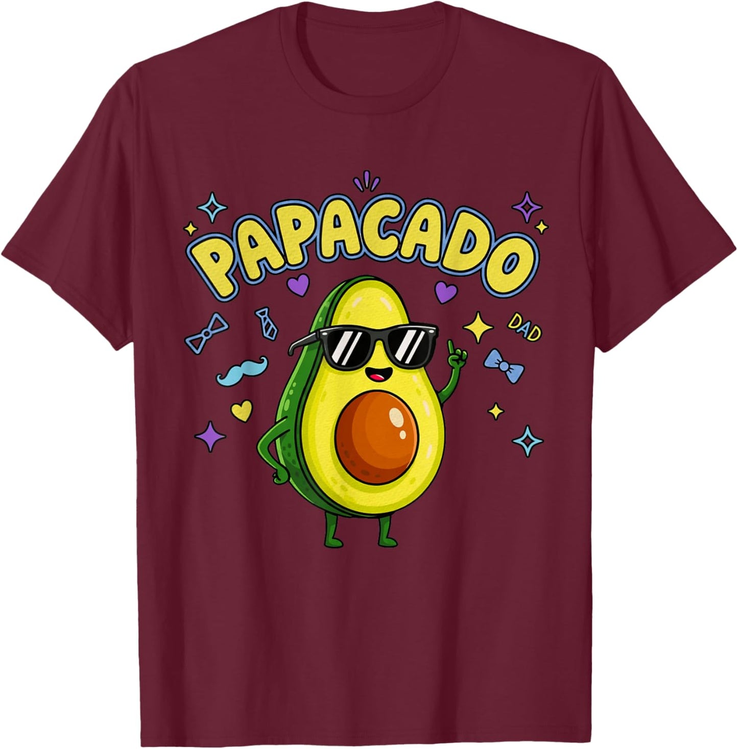 Pregnancy Announcement Men Dad Funny Avocado Papacado T-Shirt - T-Shirt | Maroon