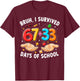 Bruh I Survived 67 33 Days of School 100th Day Teachers Kids T-Shirt - T-Shirt | Maroon