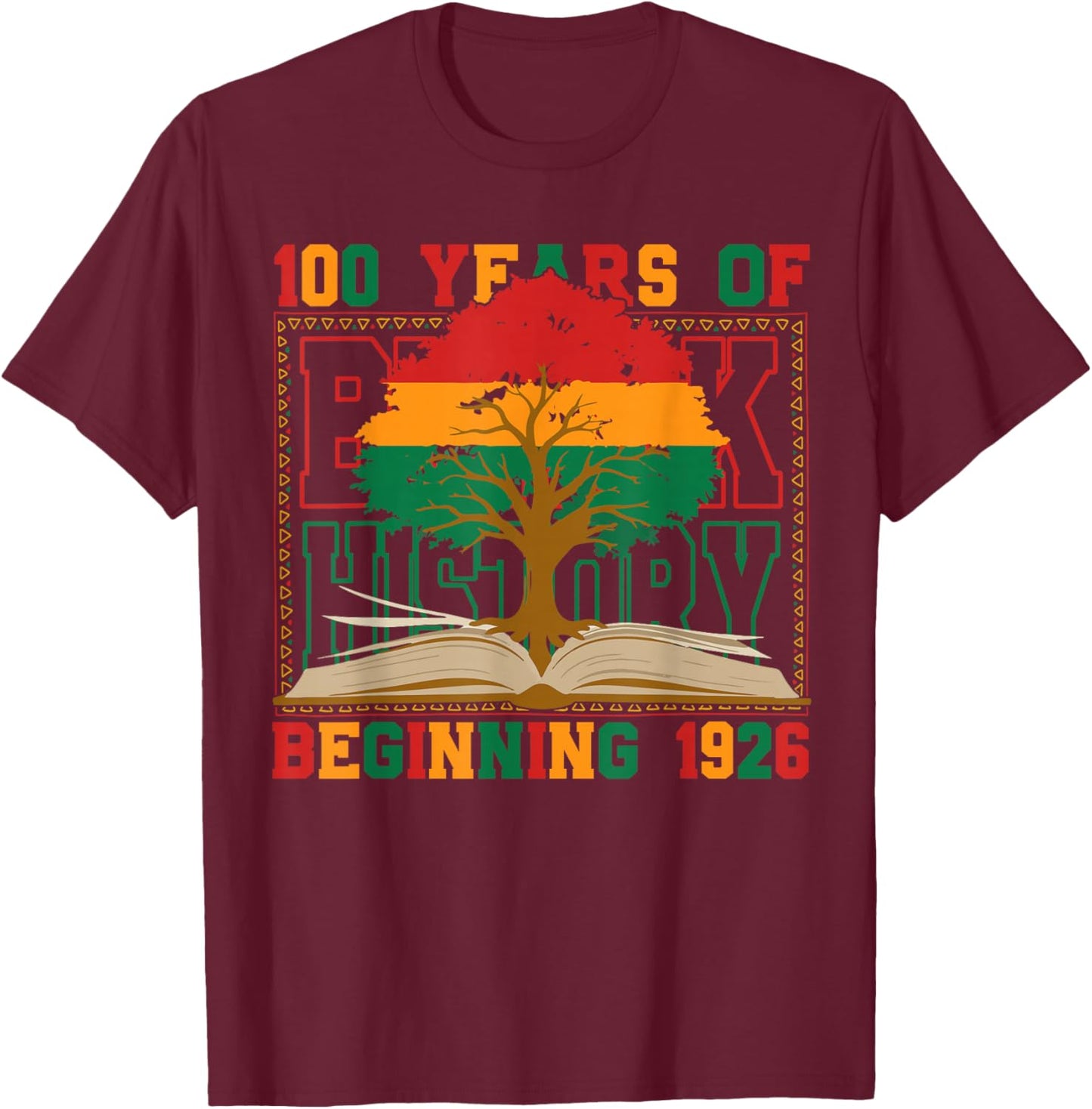 100 Years of Black History Teacher Centennial T-Shirt - T-Shirt | Maroon