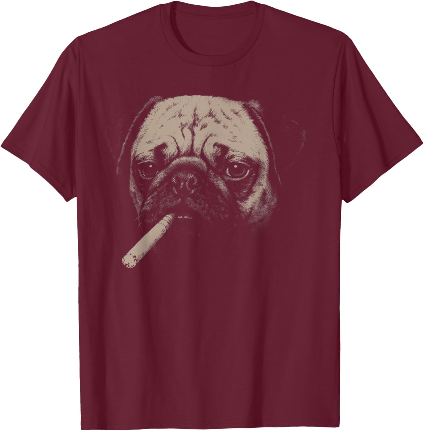 Dog Smoking Funny Pug Smoking Dog Meme T-Shirt - T-Shirt | Maroon