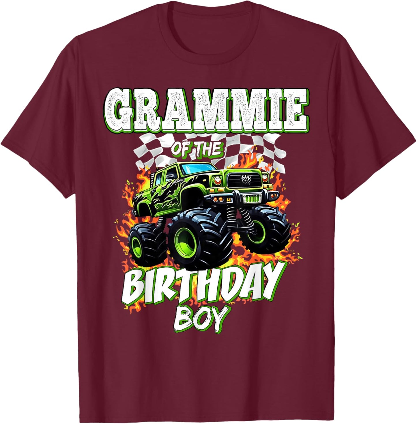 Grammie of The Birthday Boy Monster Truck Birthday Kids T-Shirt - T-Shirt | Maroon