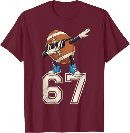 Boys Kids 67 Six Seven Sunglasses Dabbing Football Lover T-Shirt - T-Shirt | Maroon
