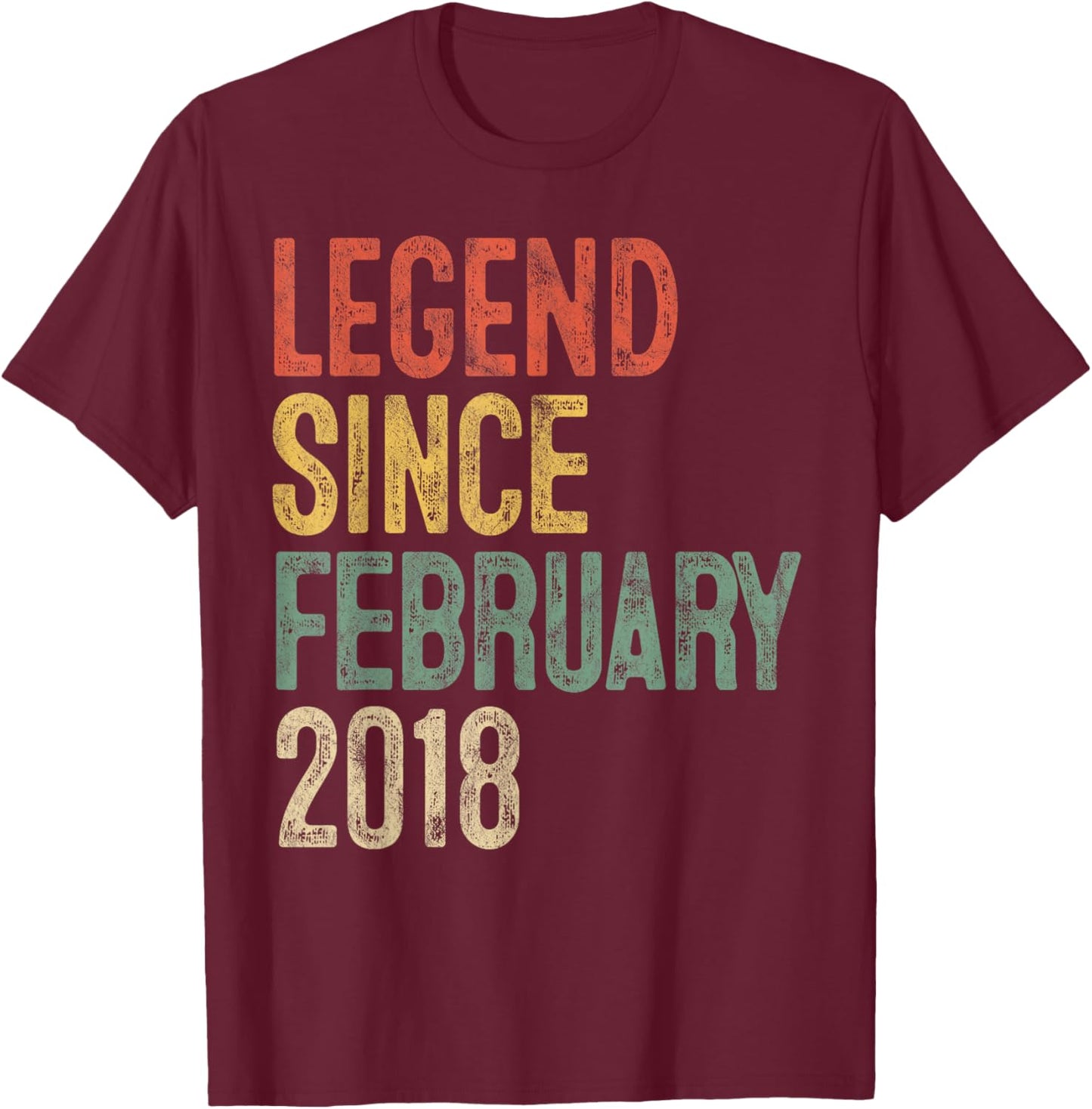 Legend February 2018 8th Birthday Boy Girl 8 Year Old T-Shirt - T-Shirt | Maroon