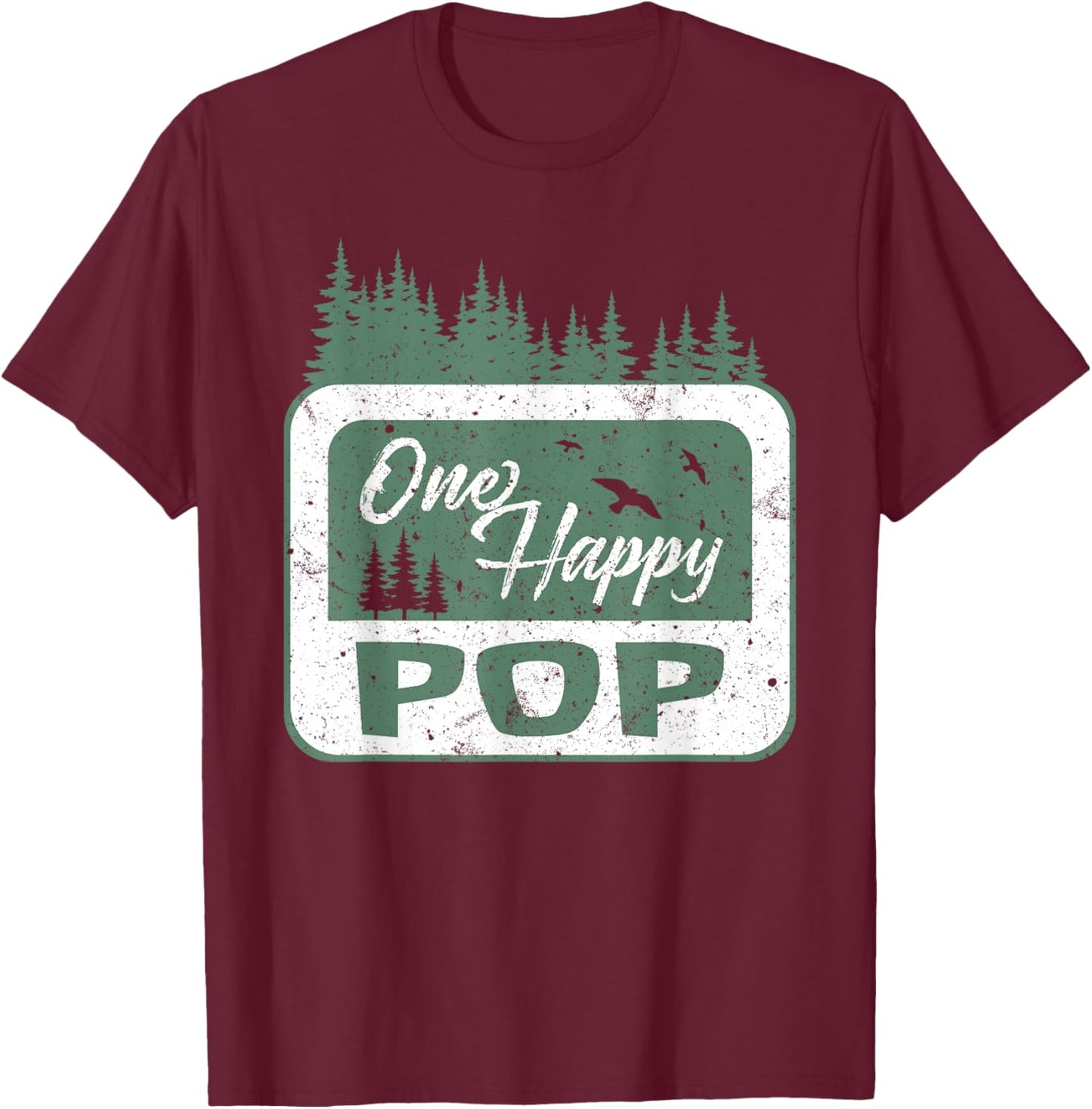 One Happy Pop Camper 1St Birthday Camping Bear T-Shirt - T-Shirt | Maroon