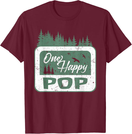 One Happy Pop Camper 1St Birthday Camping Bear T-Shirt - T-Shirt | Maroon