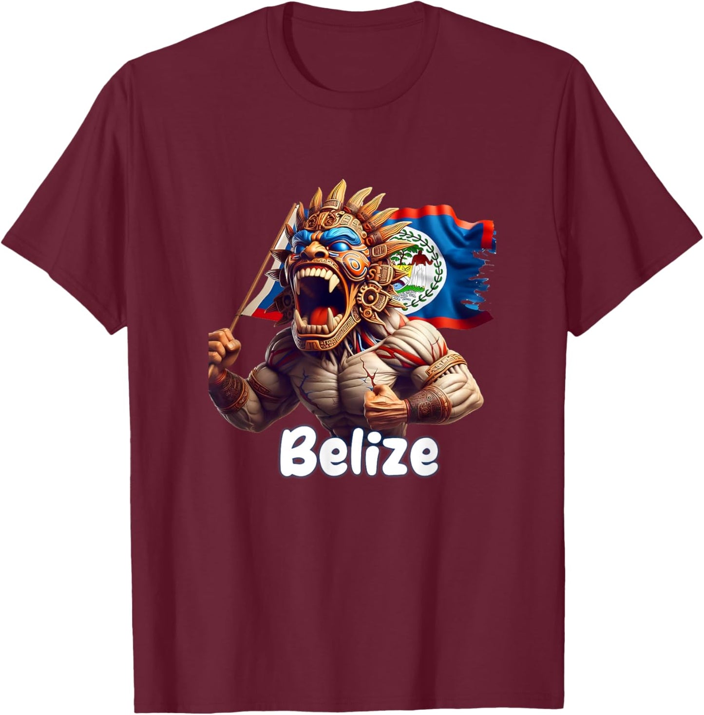 Belize Flag , Belize , Belize T-Shirt - T-Shirt | Maroon
