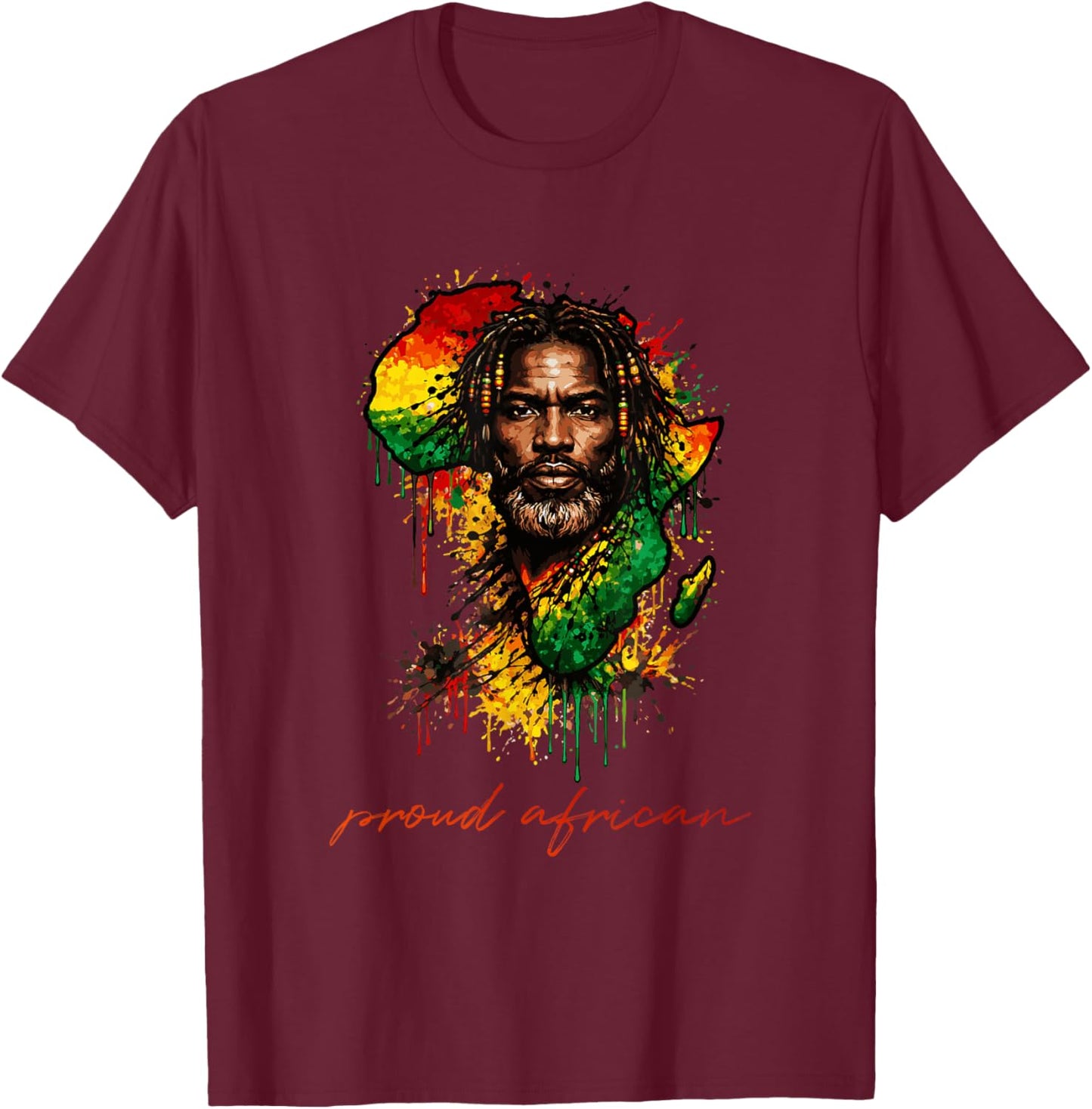 Proud African Black History Month African Heritage Art T-Shirt - T-Shirt | Maroon