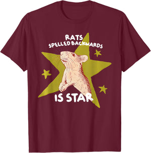 Rats Spelled Backwards is Star Rat Meme Rat Lover Animal T-Shirt - T-Shirt | Maroon