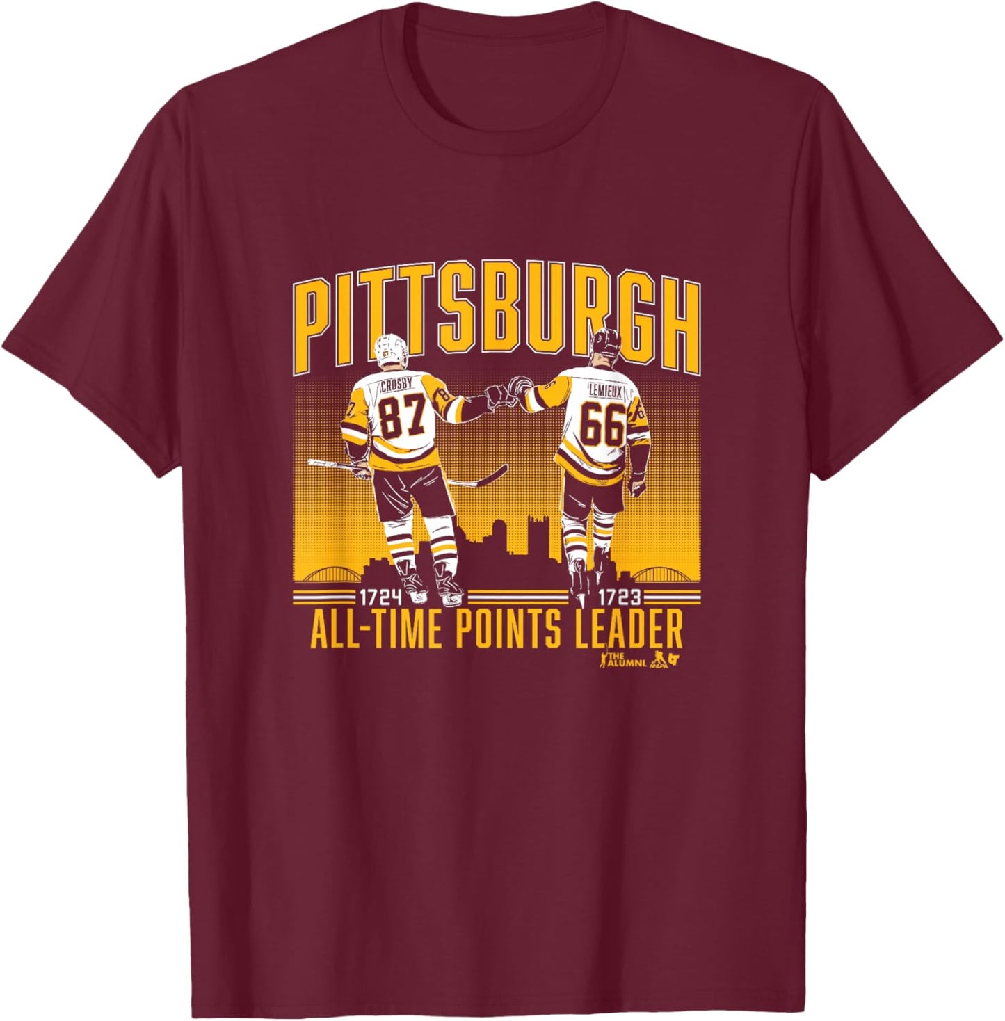 Sidney Crosby & Mario Lemieux - Points Record - Pittsburgh T-Shirt - T-Shirt | Maroon