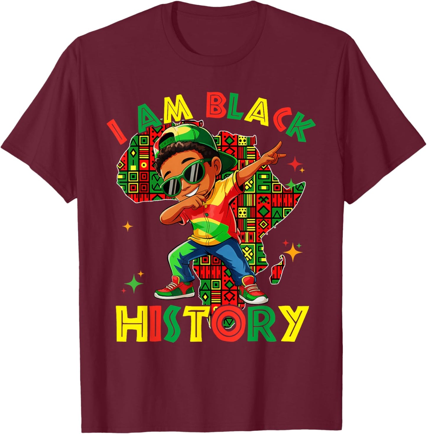 I'm Black History Month Shirt Boys Kids African American T-Shirt - T-Shirt | Maroon