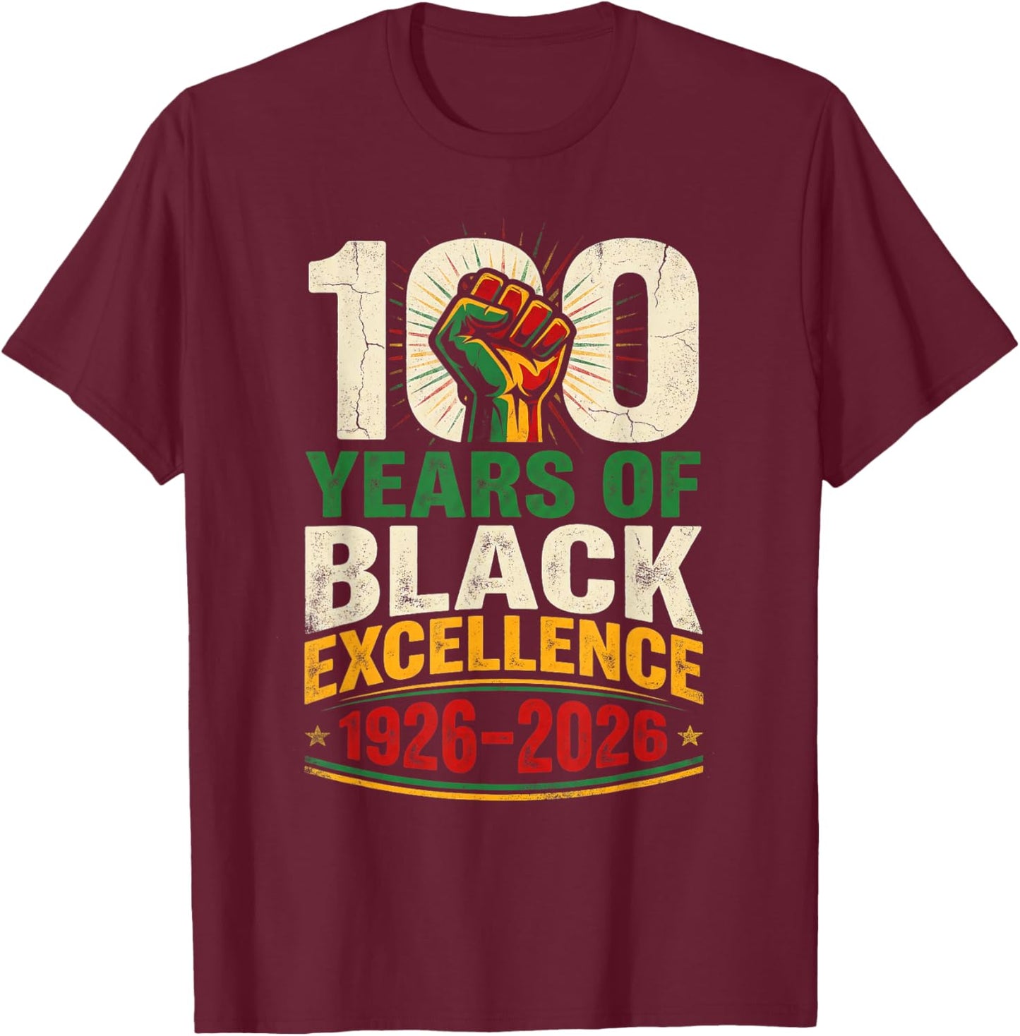 100 Years Black Excellence 1926–2026 Black History Month Kid T-Shirt - T-Shirt | Maroon