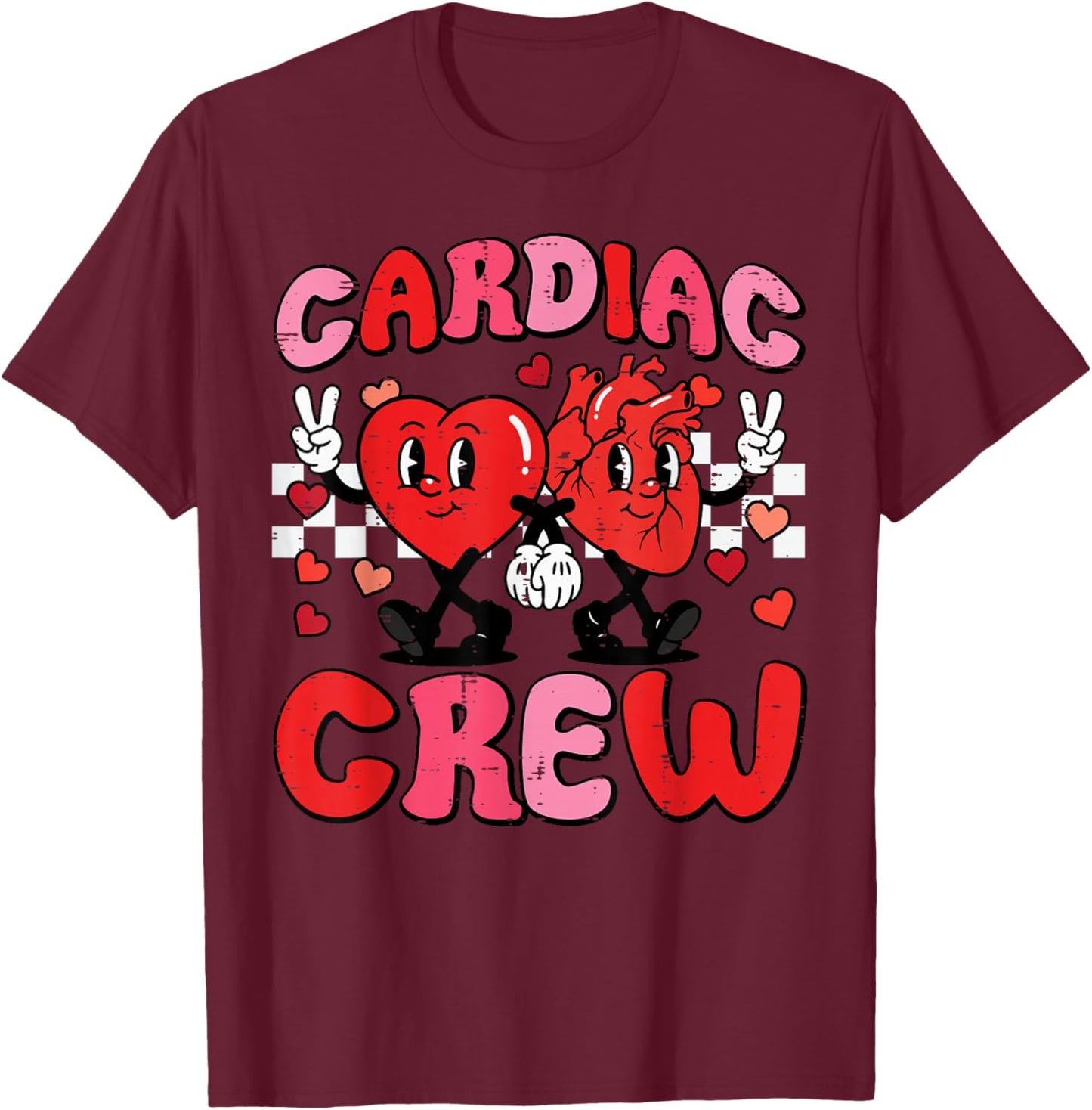 Valentine Nurse Cardiac Crew Heart Funny Scrub Top Men Women T-Shirt - T-Shirt | Maroon