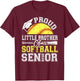Proud Little Brother of A 2026 Senior Softball Graduate T-Shirt - T-Shirt | Maroon