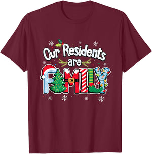 Caregiver Christmas Shirt Our Residents are Family Caregiver T-Shirt - T-Shirt | Maroon
