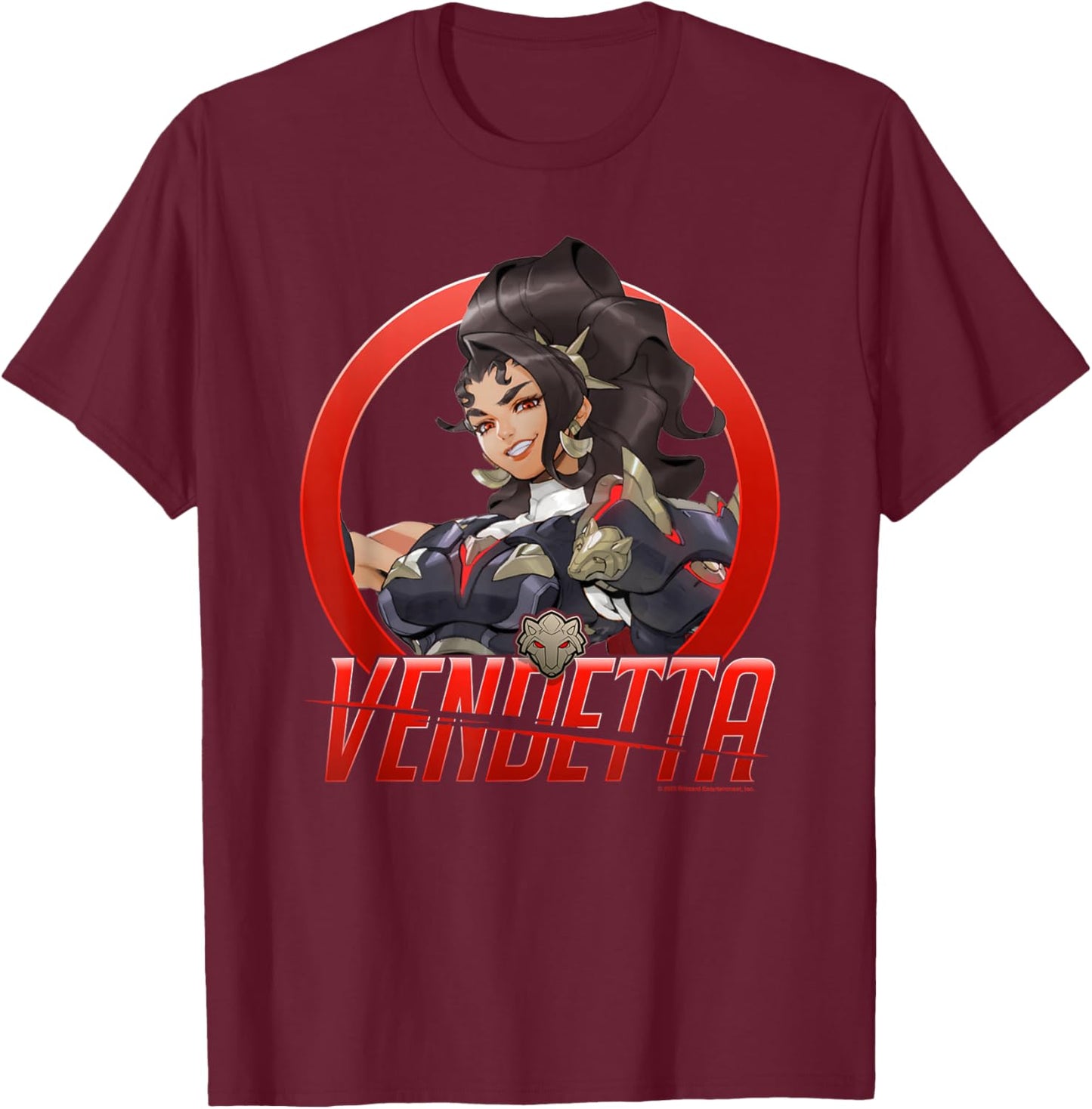 Overwatch 2 Vendetta La Lupa The Wolf of Retribution T-Shirt - T-Shirt | Maroon