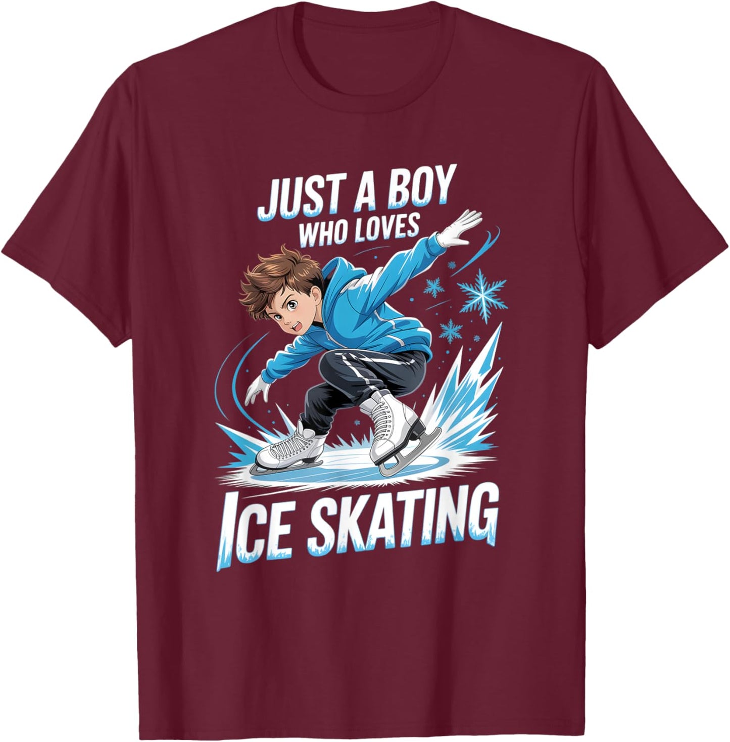 Boys Ice Skating T-Shirt - T-Shirt | Maroon