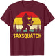 Sax-Squatch Saxophonist Sasquatch Bigfoot Playing Saxophone T-Shirt - T-Shirt | Maroon