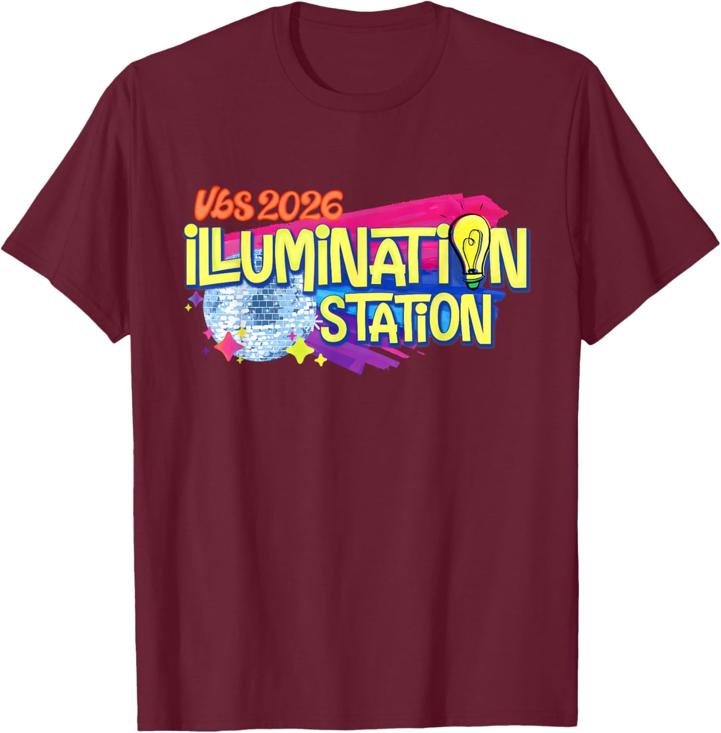 VBS 2026 Illumination Station 2 Sided Christian Summer Kids T-Shirt - T-Shirt | Maroon