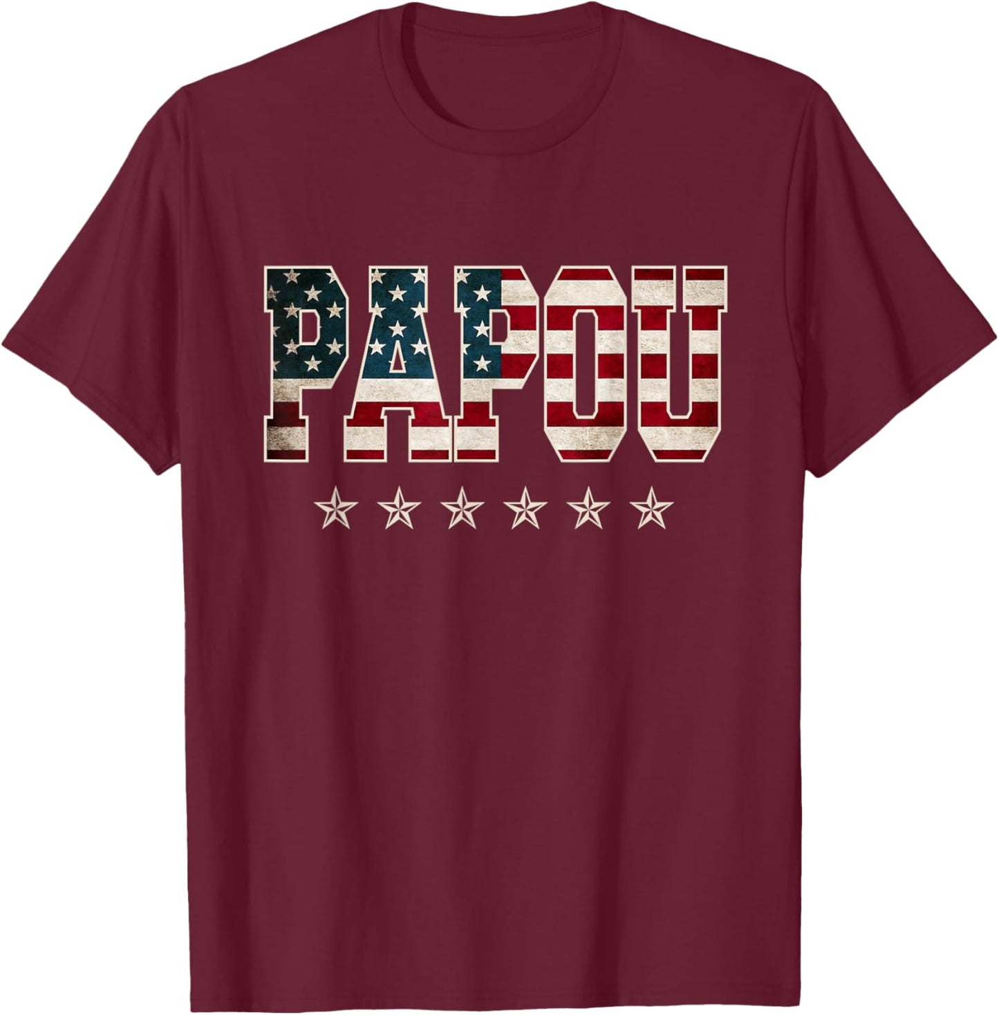 Christmas Papou Father's Day American Flag 4th of July Xmas T-Shirt - T-Shirt | Maroon