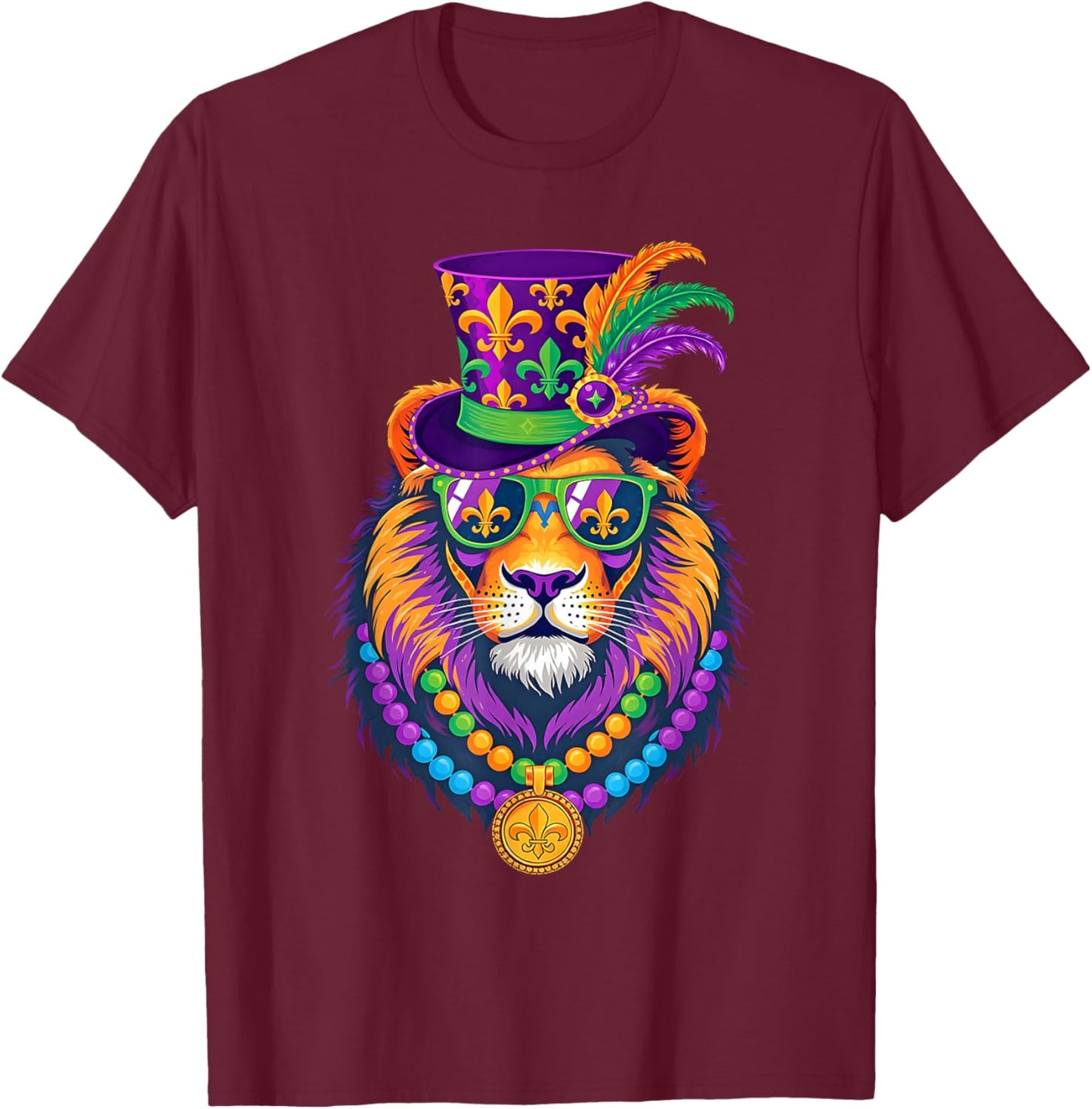 Lion Costume Mardi Gras Costume Men Women Mardi Gras T-Shirt - T-Shirt | Maroon