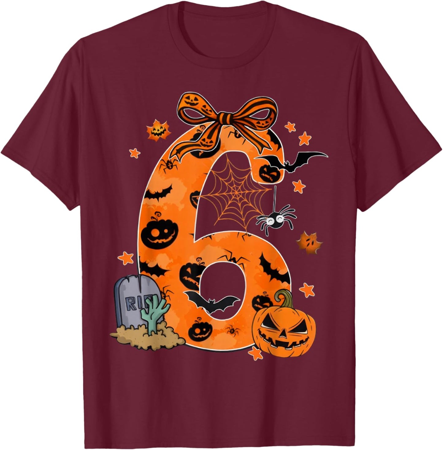 Fun Six Seven 6 7 Meme Design Couples Halloween T-Shirt - T-Shirt | Maroon