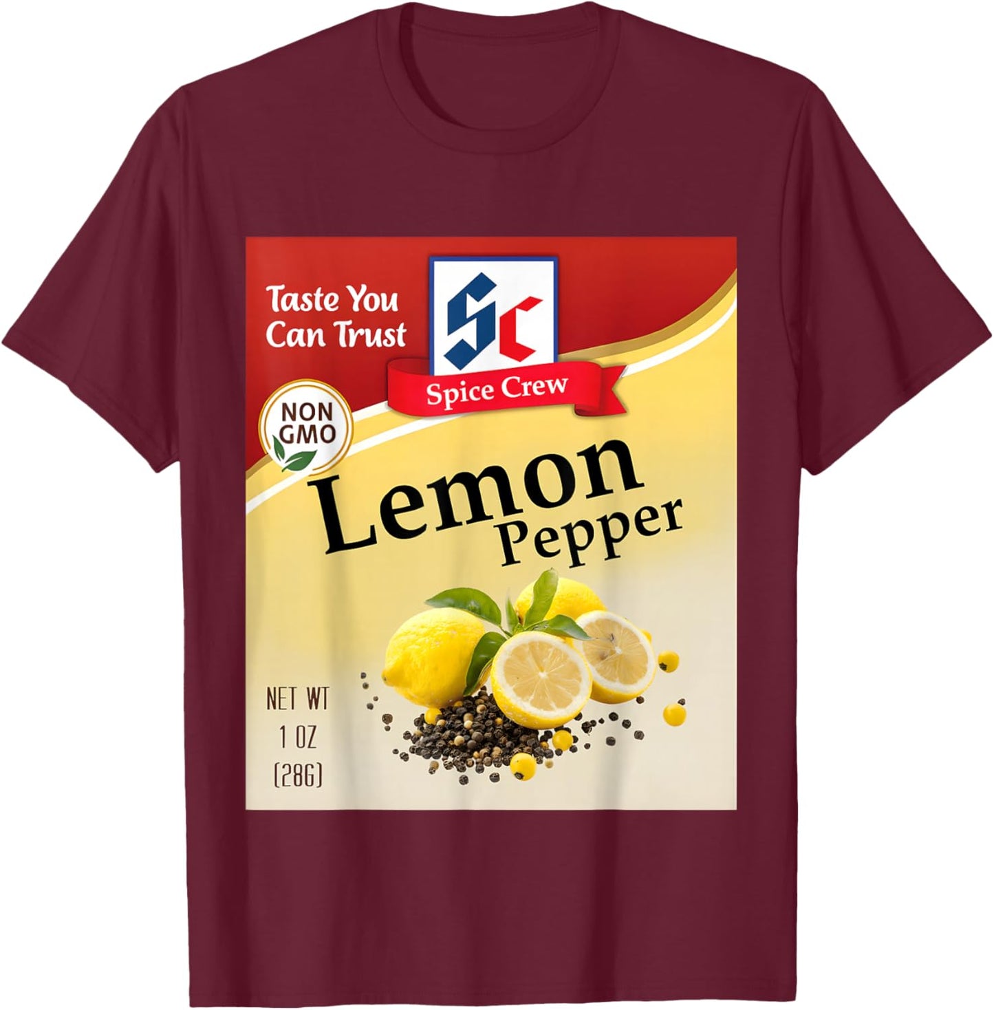 Lemon Pepper Condiment Costume Holiday Spice Costumes Group T-Shirt - T-Shirt | Maroon