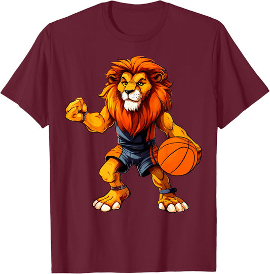 Basketball Lion T-Shirt - T-Shirt | Maroon
