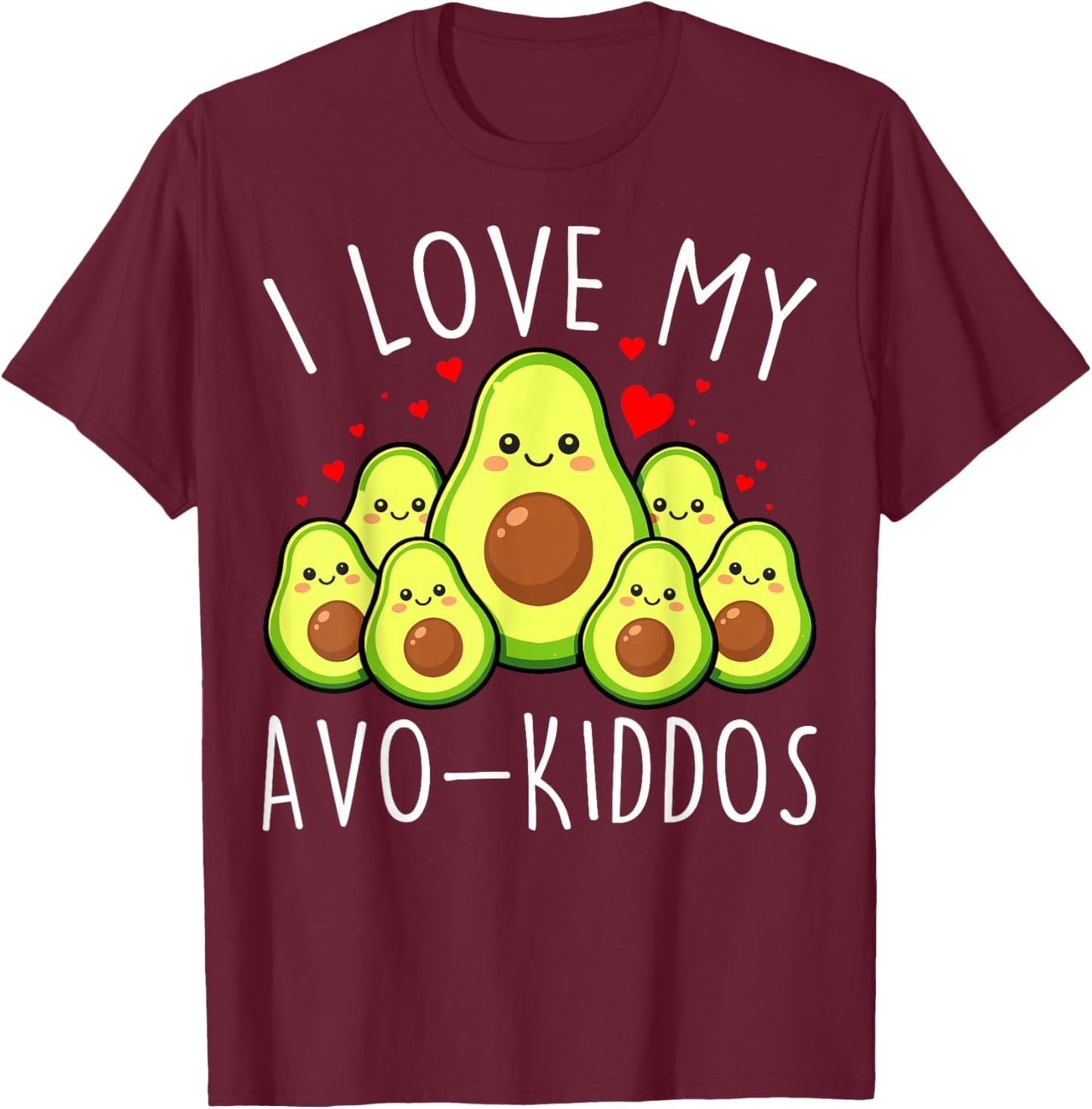 I Love My AVO Kiddos Funny Teacher Valentine's Day Avocado T-Shirt - T-Shirt | Maroon