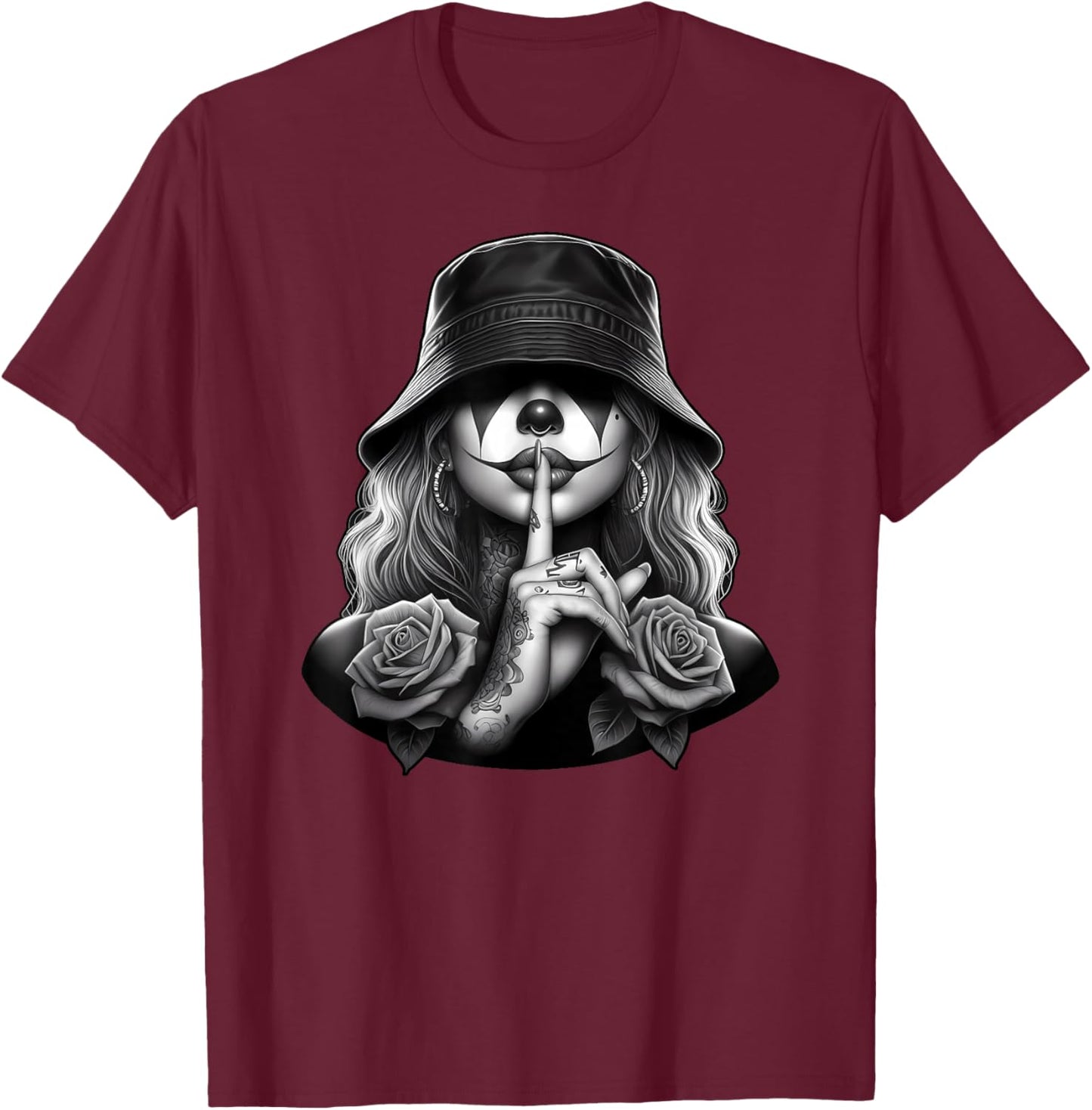 Chicana Payasa Tattoo Chicano Clown Art Chola Women Cholo T-Shirt - T-Shirt | Maroon
