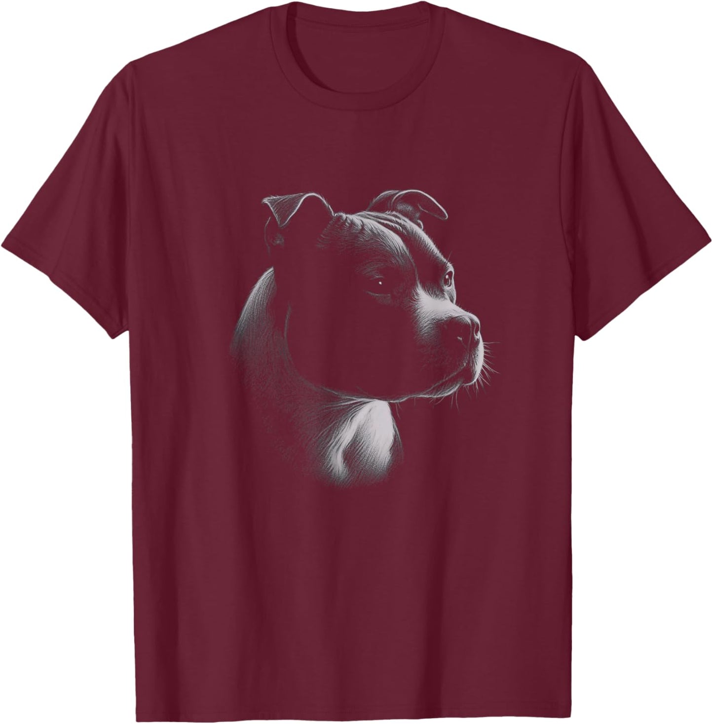 Staffordshire Bull Terrier Drawing Staffy Art Design T-Shirt - T-Shirt | Maroon