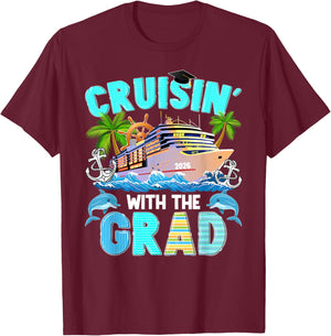 Cruising with The Grad 2026 Graduation Cruise Trip Graduate T-Shirt - T-Shirt | Maroon