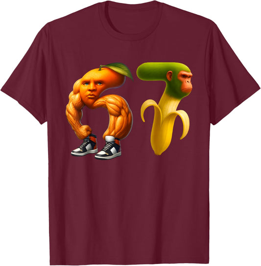 67 Six Seven Italian Brainrot Meme Couple Matching Christmas T-Shirt - T-Shirt | Maroon