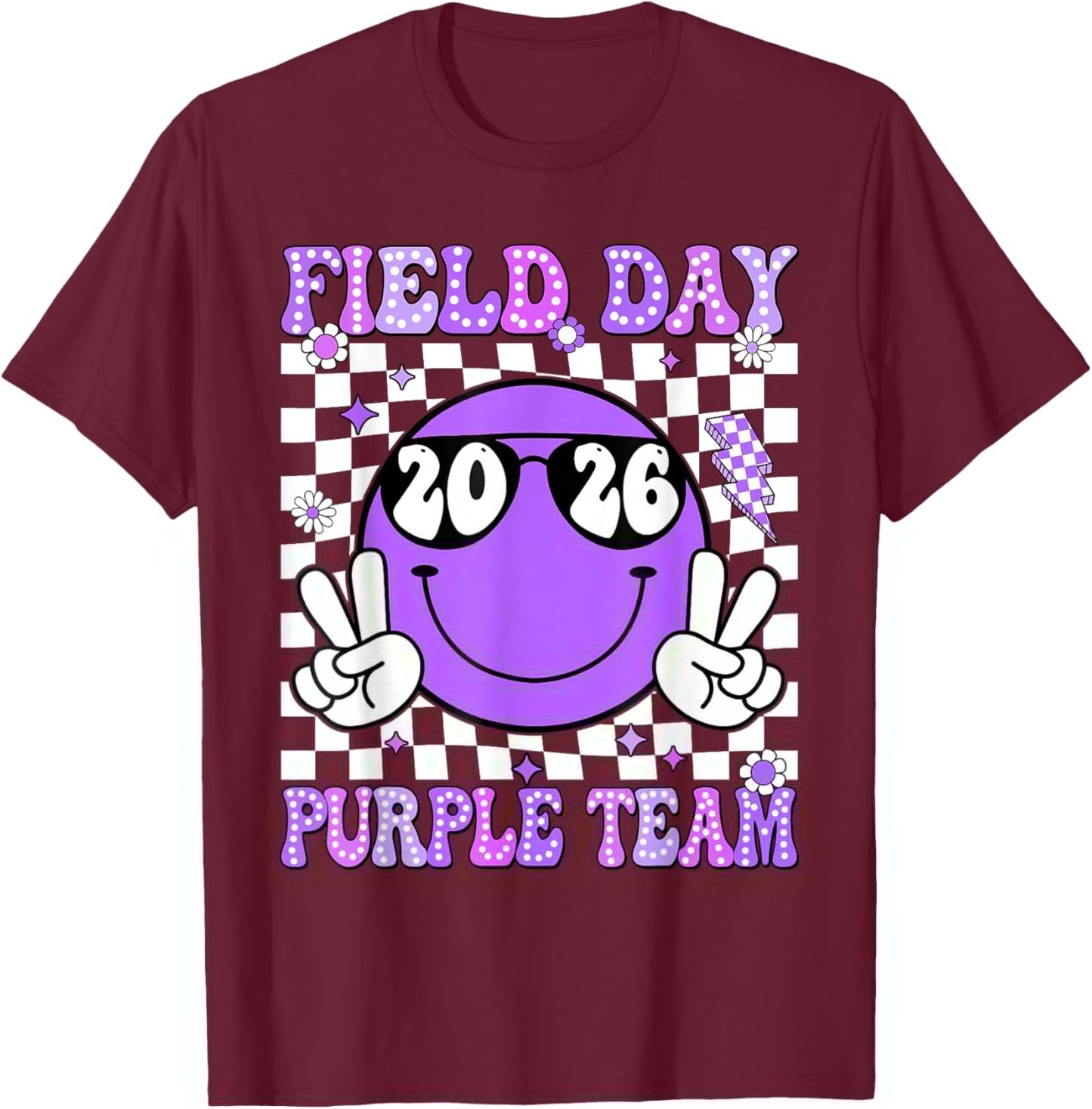 Field Day Purple Team Funny for Teacher Kids Field Day Games T-Shirt - T-Shirt | Maroon