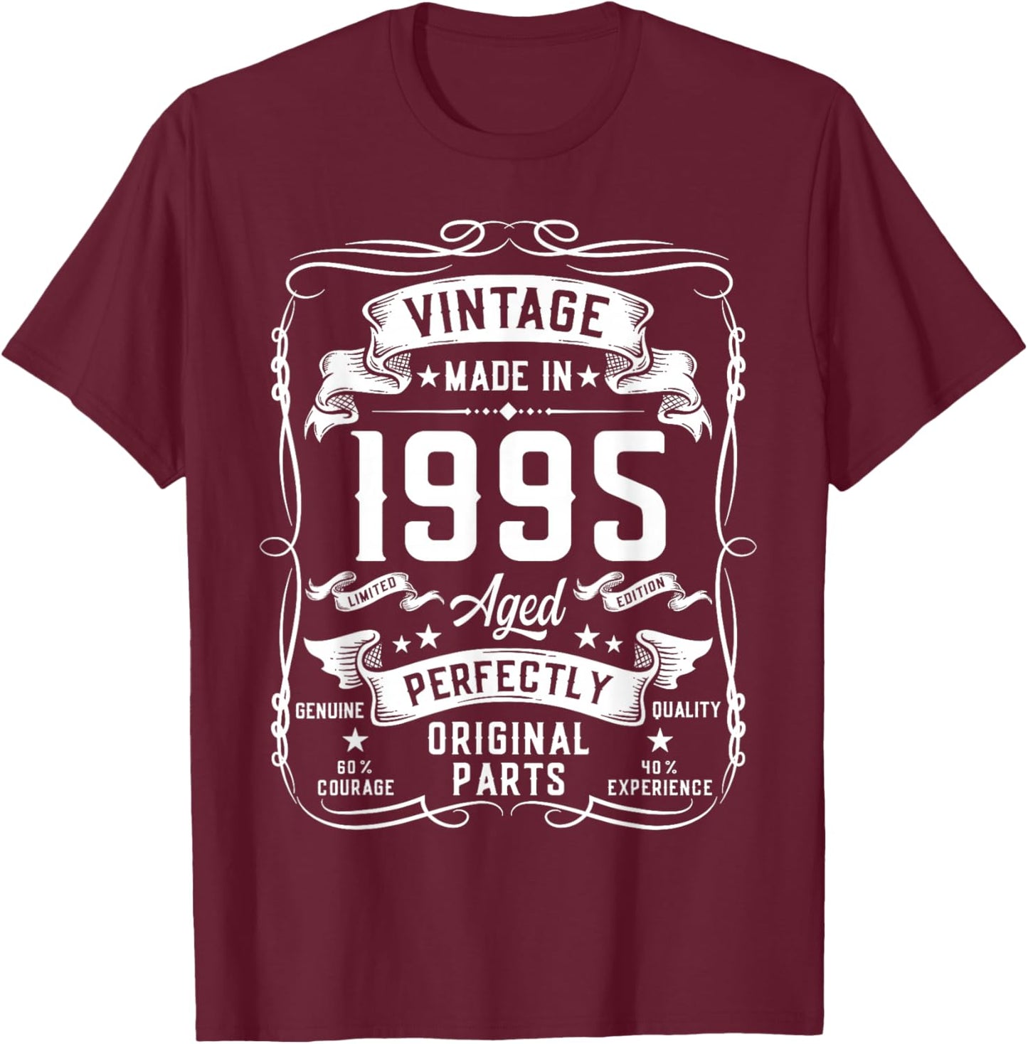 Vintage 1995 31yr 31st Birthday Gifts 31 Years Old T-Shirt - T-Shirt | Maroon